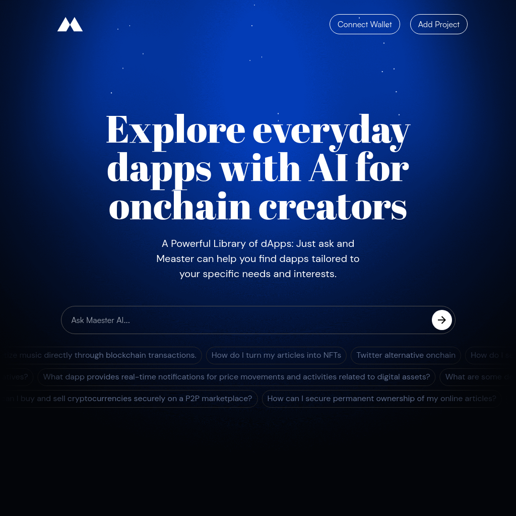 Maester - Explore dApps et Musique sur Blockchain avec AI