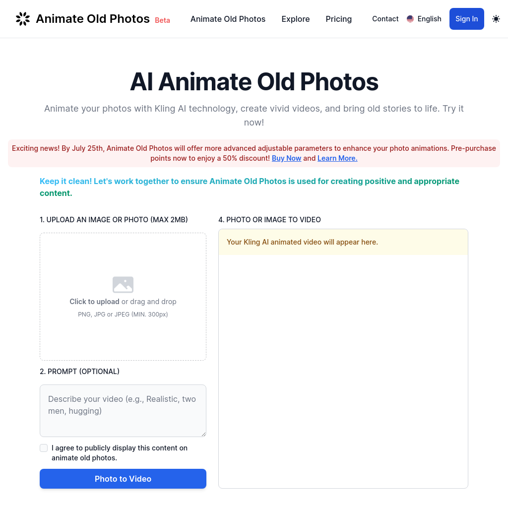 Animate Old Photos - Transform your old photos into dynamic, creative animations