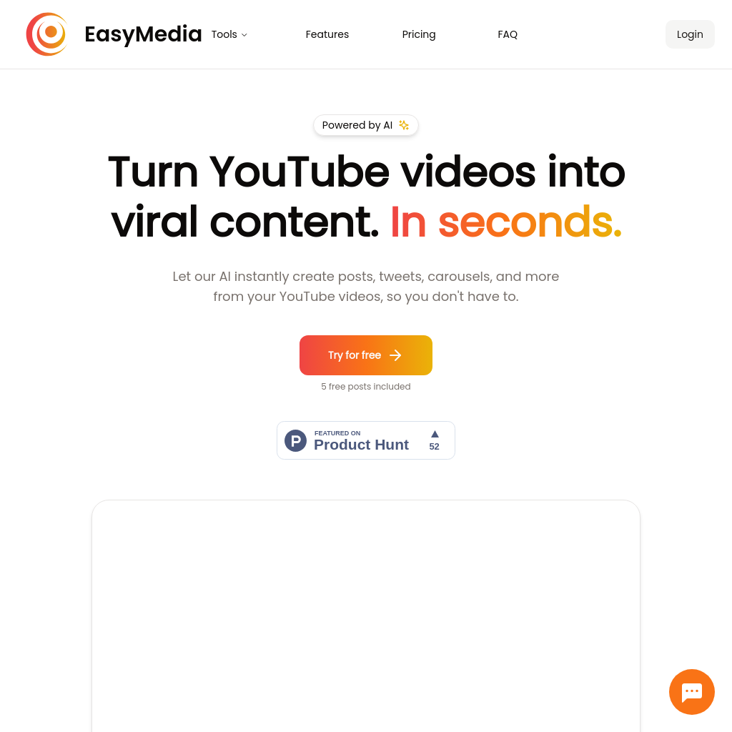 EasyMedia - Convert YouTube to social media in seconds with AI