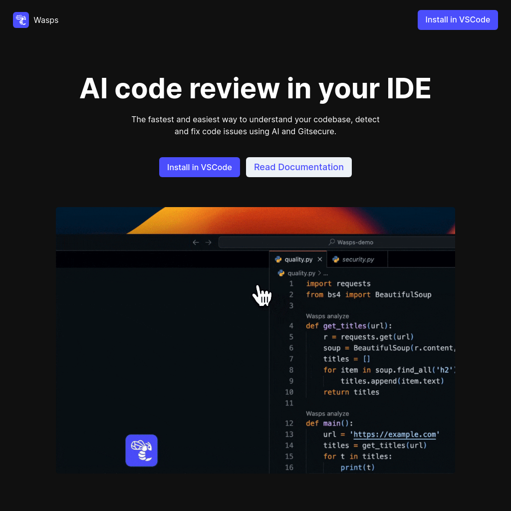 Wasps - AI Code Review Tool for Your IDE | Gitsecure