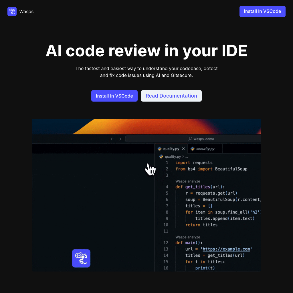 Wasps - Revisión de Código AI en tu IDE para Desarrolladores