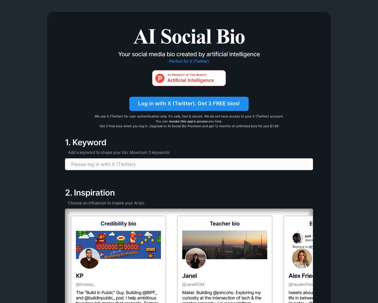 AI Social Bio: Crea tu biografía de redes sociales con IA