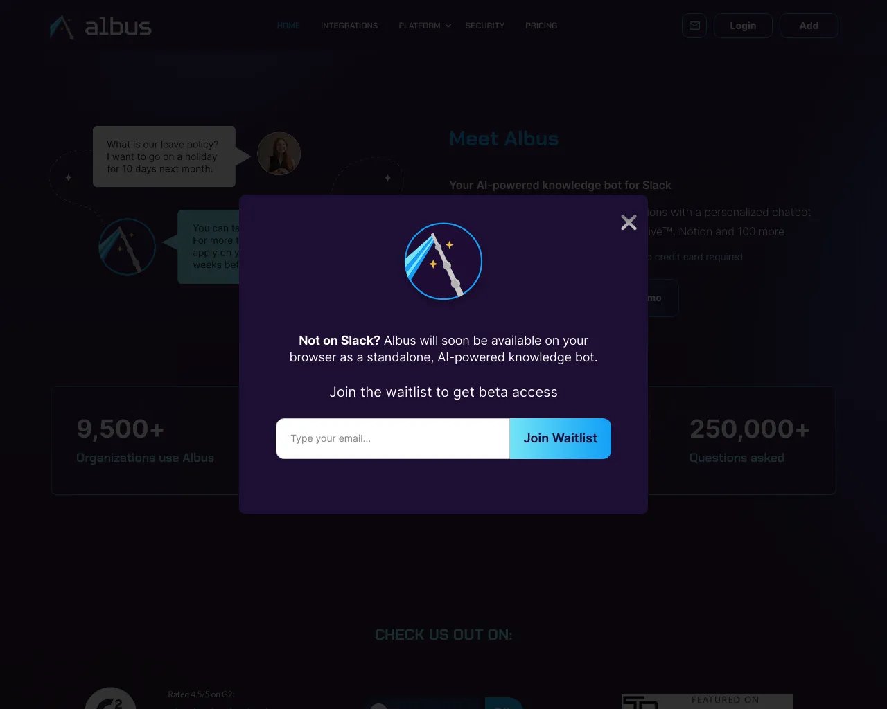 Albus - AI Slack 검색 및 웹 어시스턴트