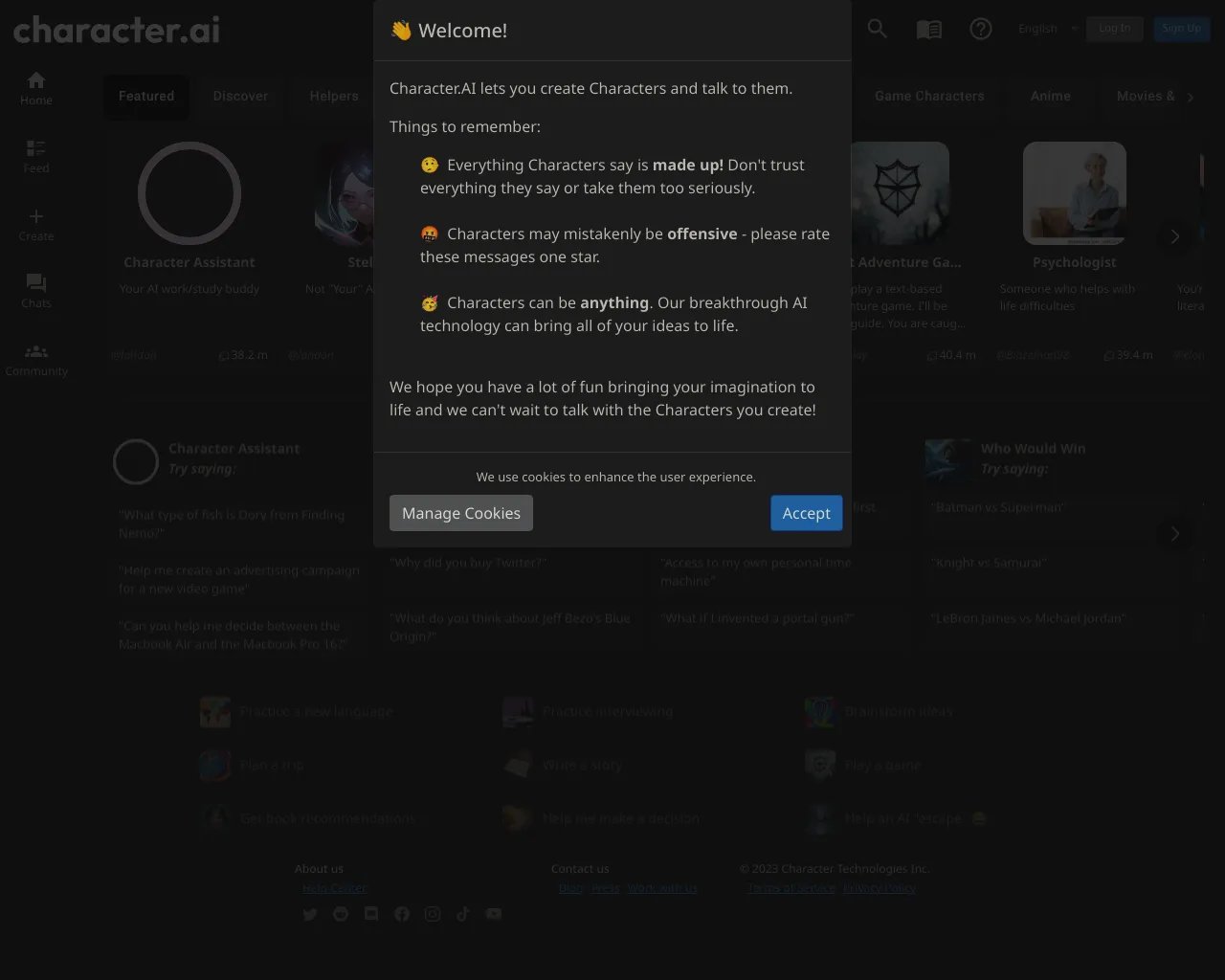 Character.Ai Lets You Create Characters and Talk to Them.
