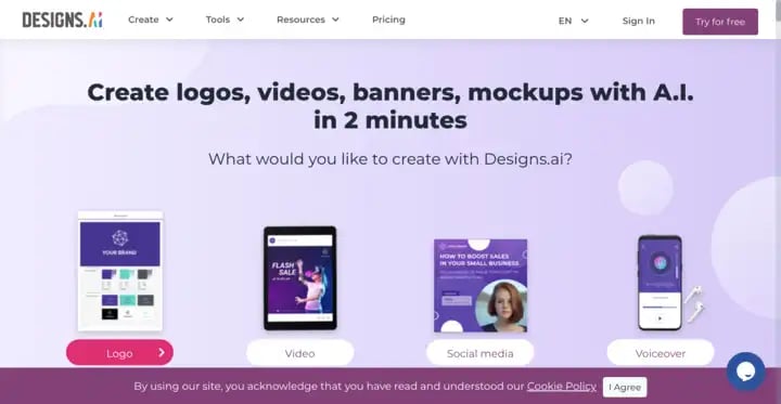 Designs.ai - Create Anything Online in Minutes | AI-Powered Creative Tools