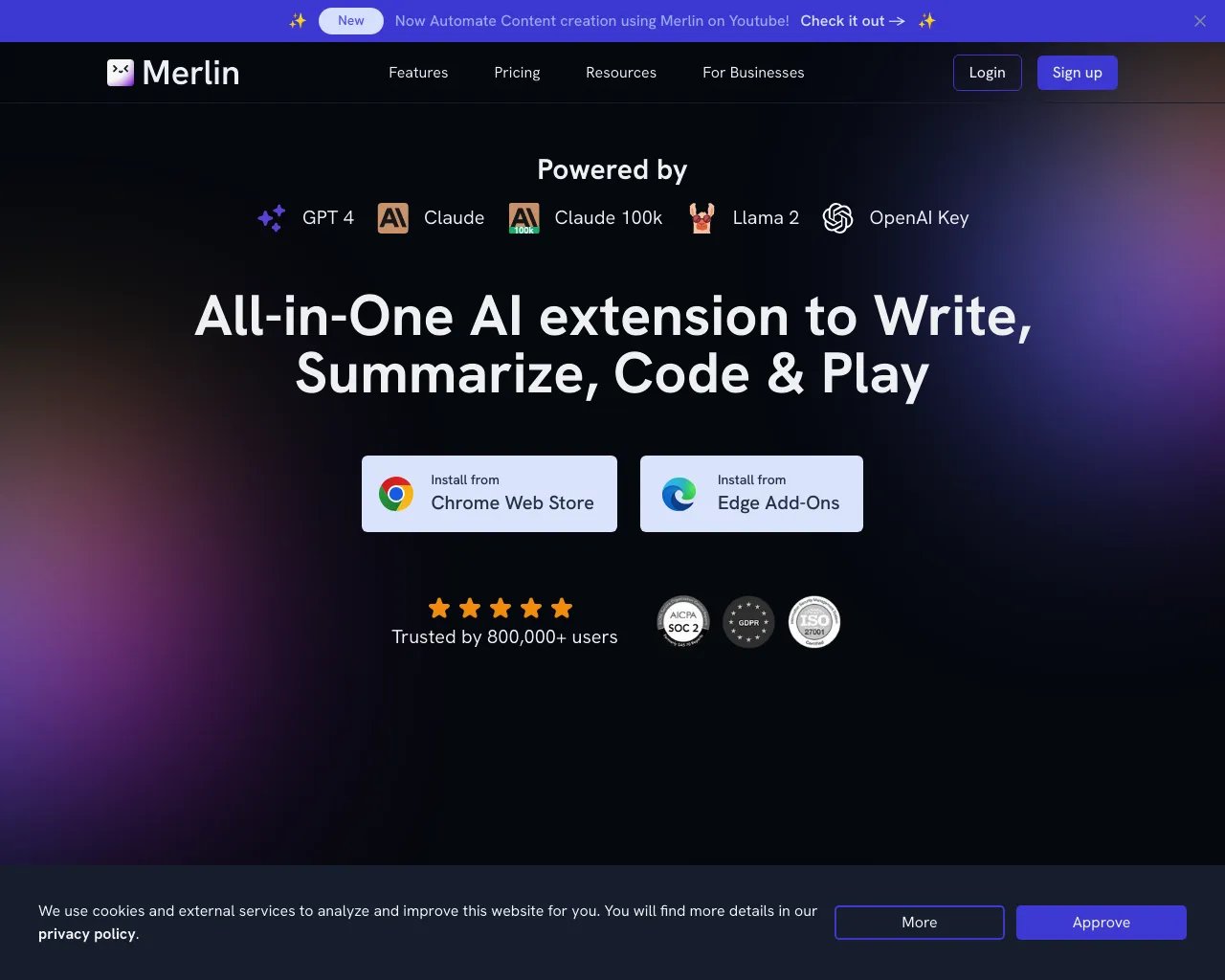 Merlin AI | Assistant IA pour la Recherche, l'Écriture et la Synthèse en 1 clic