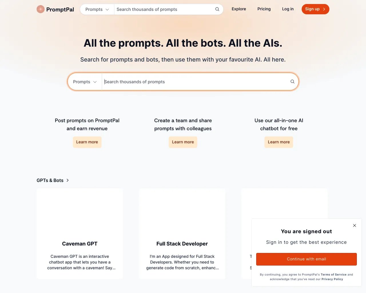 PromptPal: Descubra os Melhores Prompts de IA