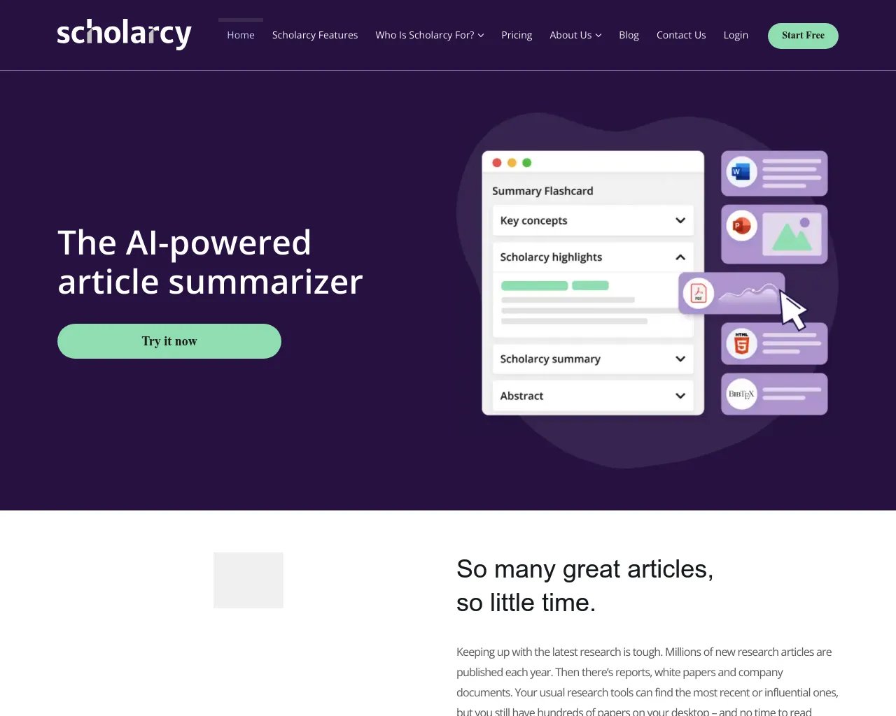 Scholarcy - Simplify Knowledge with Article Summarizer