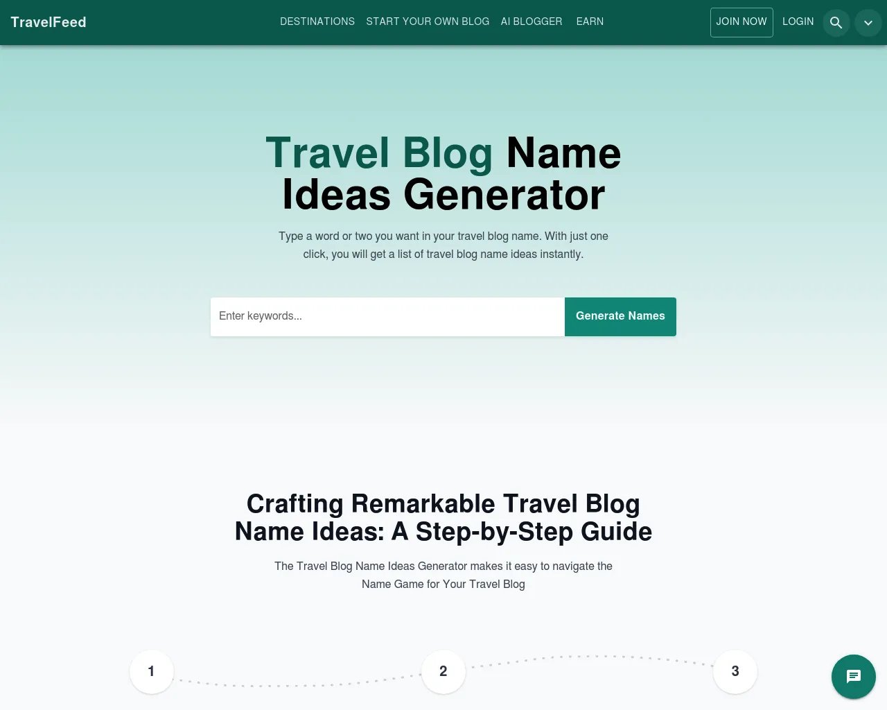 Reiseblog-Name-Generator - DomainWheel