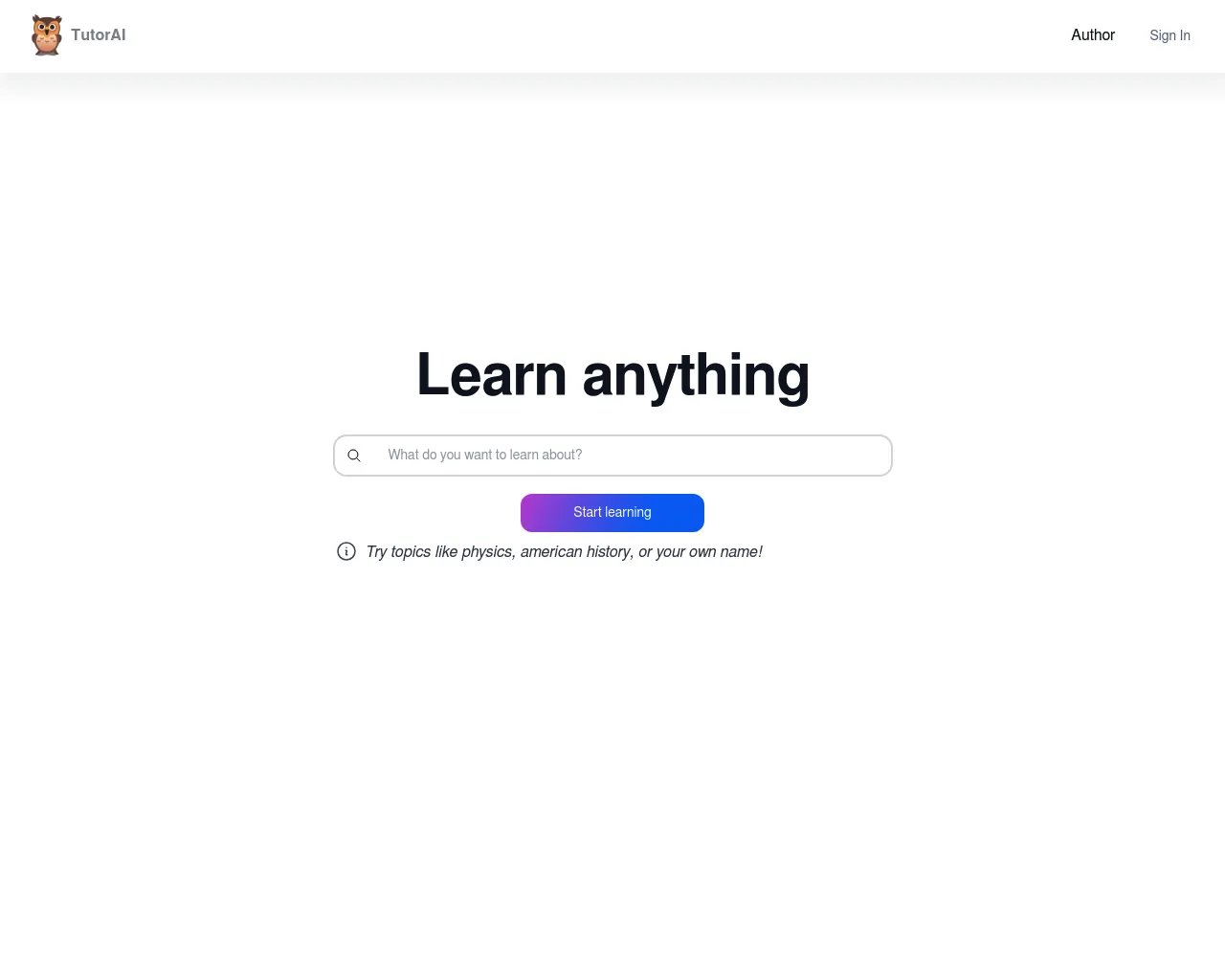 Tutor AI - Seu tutor de IA pessoal para aprender qualquer coisa