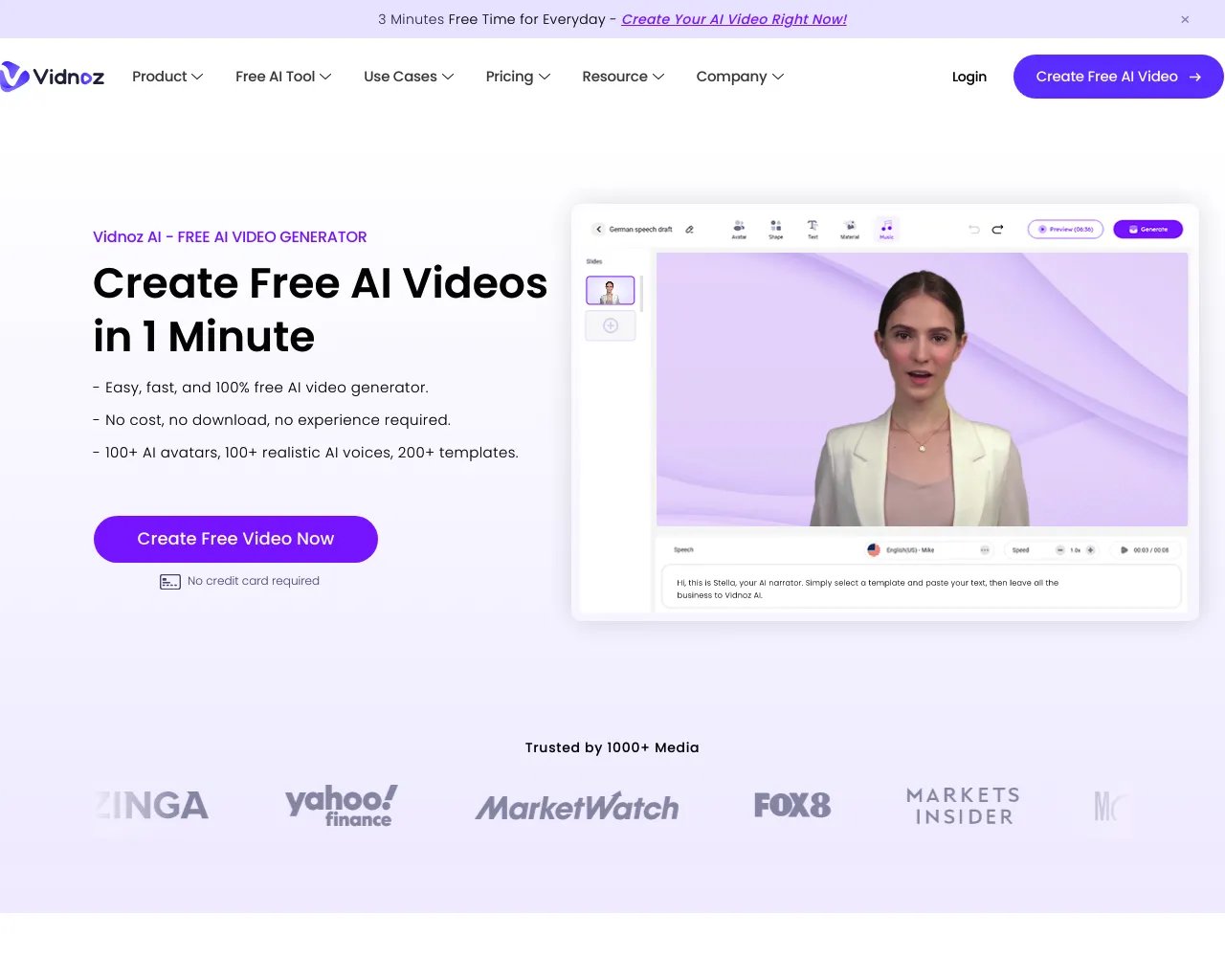 Vidnoz AI 影片工具：免費製作引人入勝的 AI 影片，速度提升 10 倍