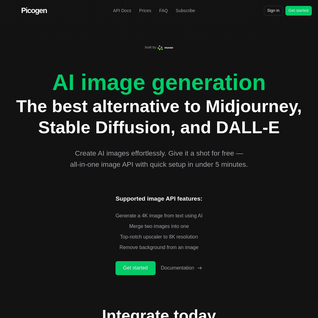 Picogen | API de Generación de Imágenes AI - Mejores Alternativas a Midjourney y DALL-E