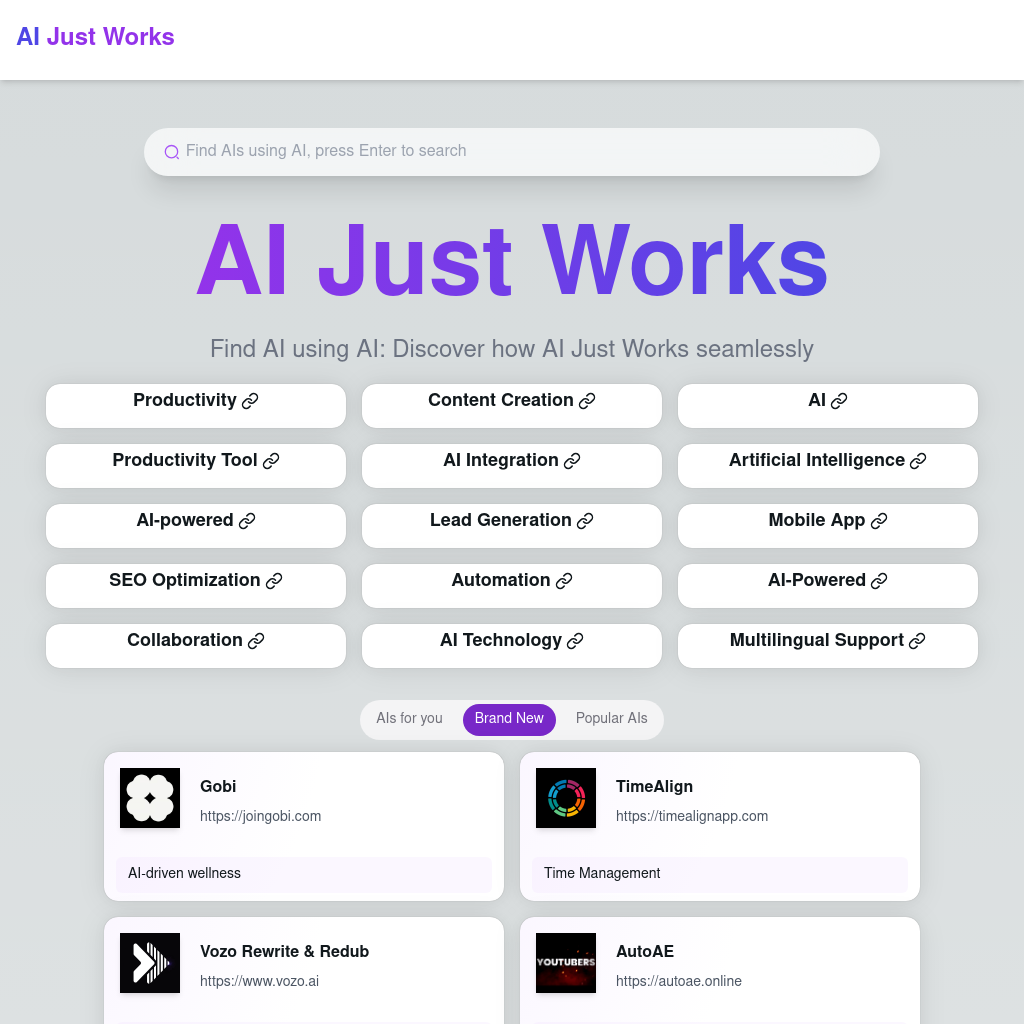 AI Just Works - Discover the Best AI Tools for Your Needs