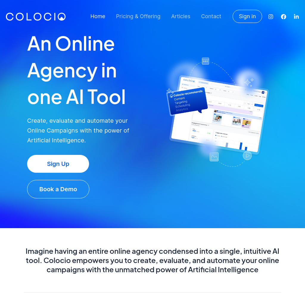 Colocio AI - Create, Automate, and Optimize Your Online Campaigns