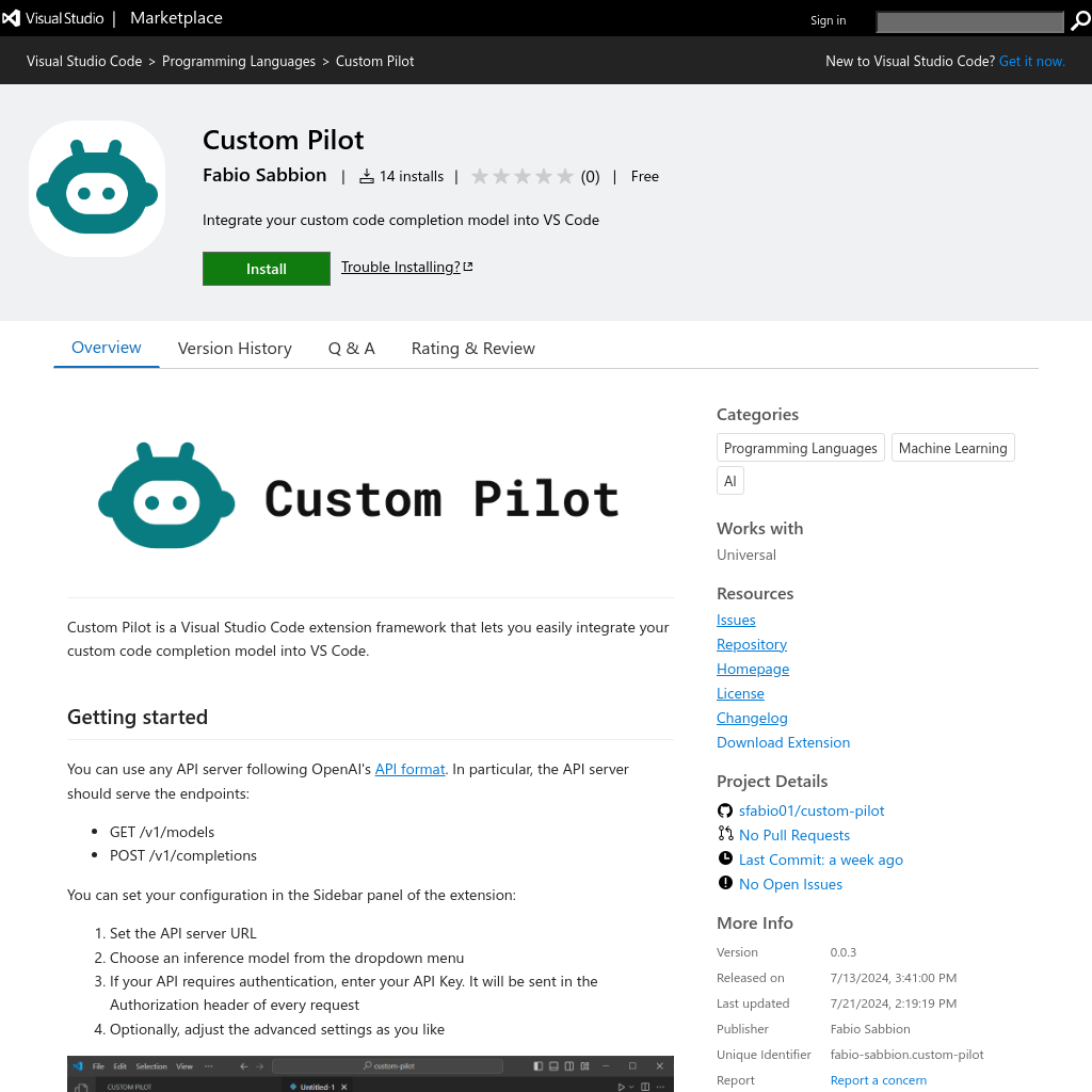 Custom Pilot - Integrate your custom code completion model into VS Code