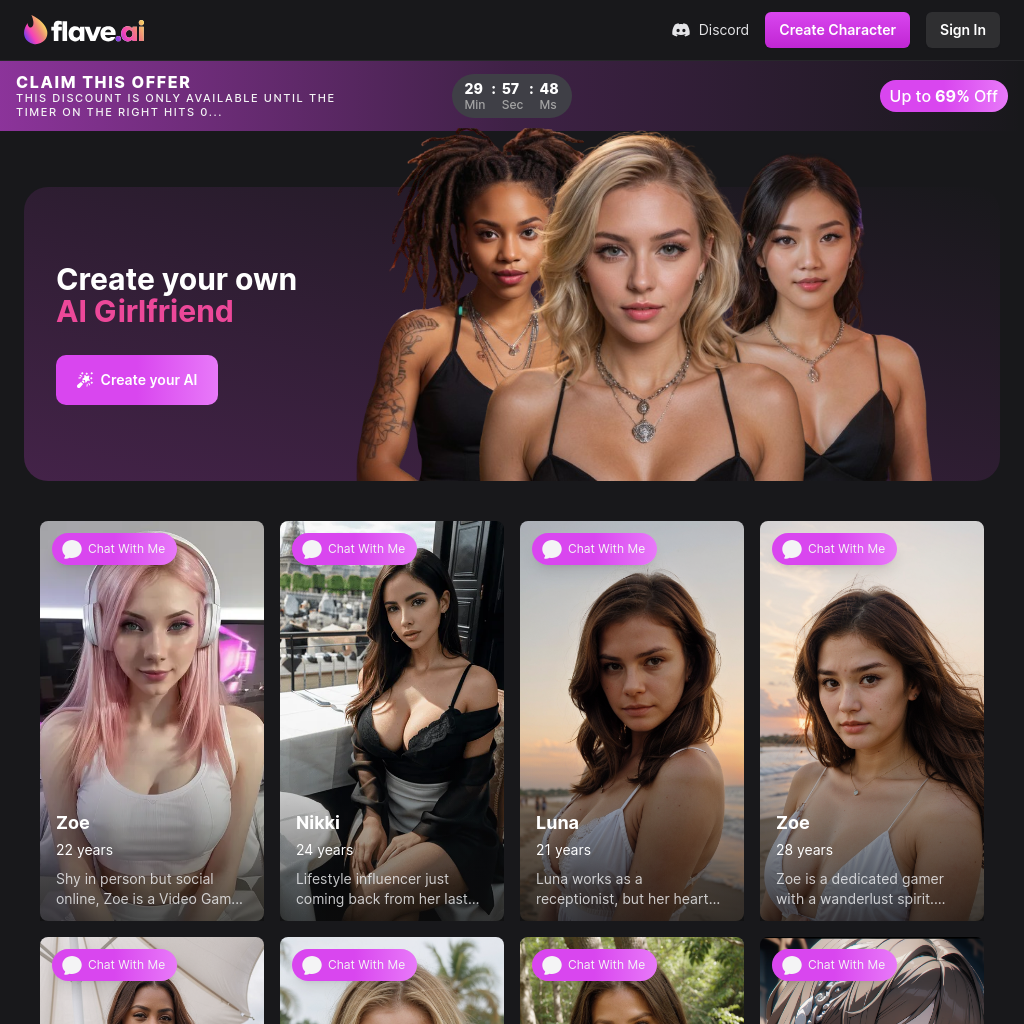 Flave.ai - AIガールフレンドを作成しよう