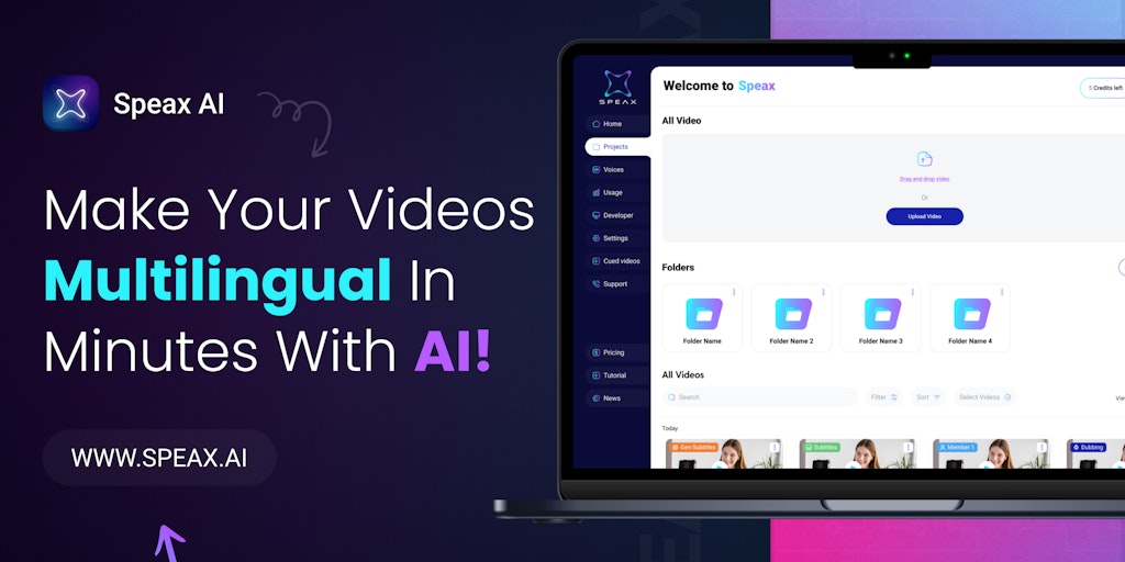 Speax - Dub Your Videos into Multiple Languages with AI