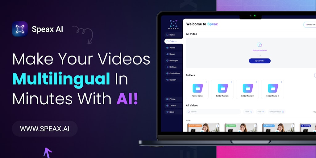 Speax AI：幾分鐘內將您的視頻轉換成多語言！
