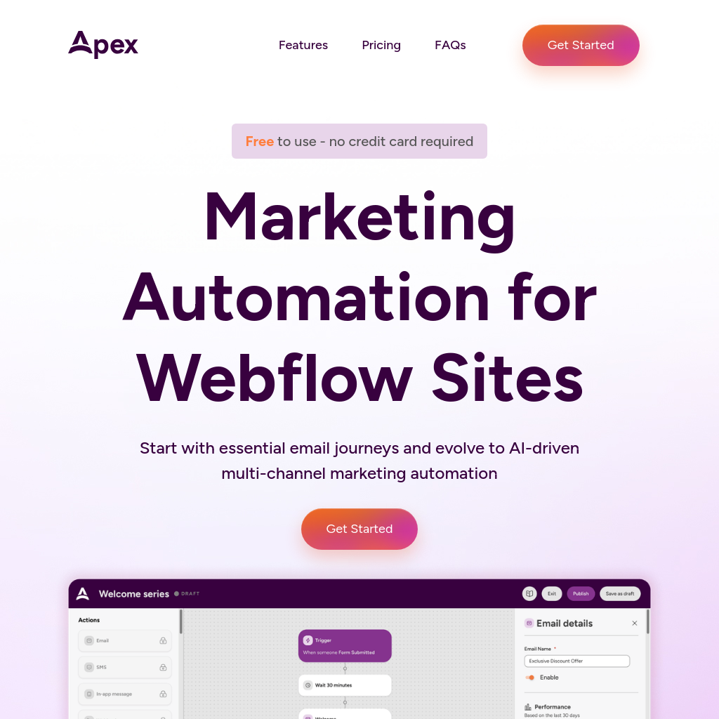 Apex | 最佳的Webflow營銷自動化平台