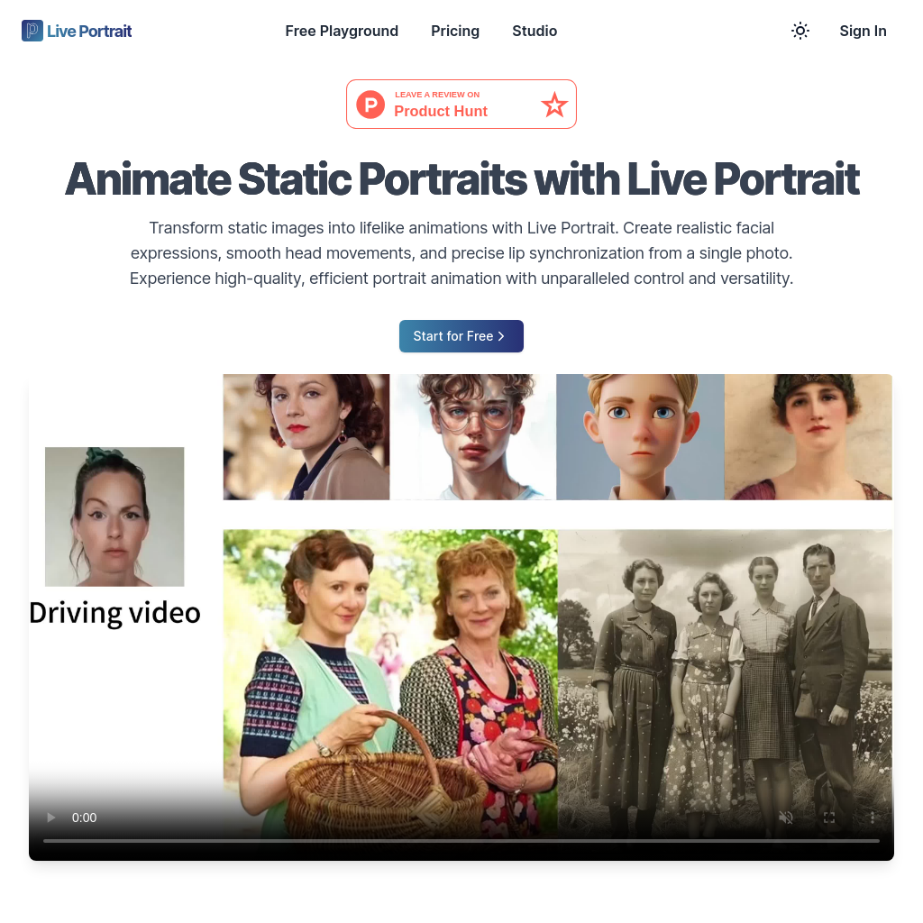 Live Portrait - Transform Static Photos into Lifelike Animations | Live Portrait