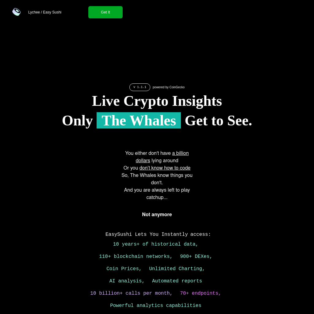 EasySushii - Live Crypto Insights for Whales and Traders