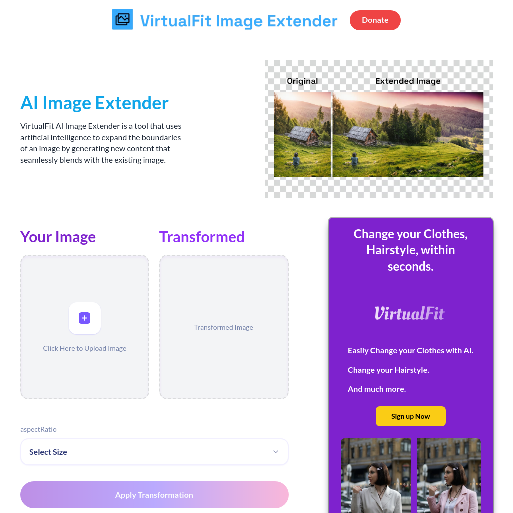 VirtualFit AI Image Extender - Expanda a Imagem com Inteligência Artificial