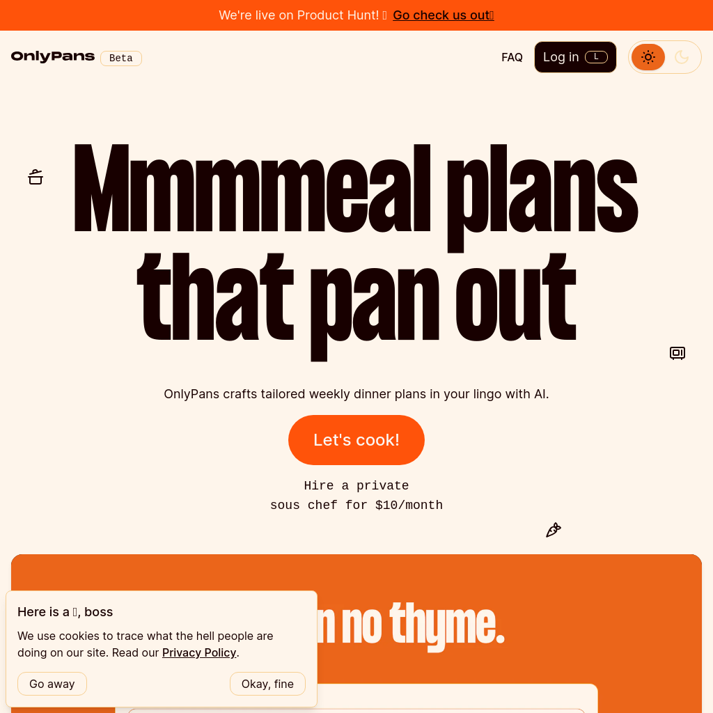 OnlyPans - Personalized Weekly Meal Plans with AI