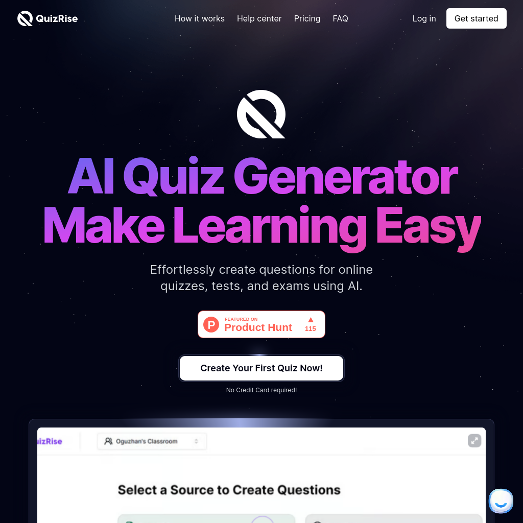 使用 AI 轻松生成和分享测验 | QuizRise.com