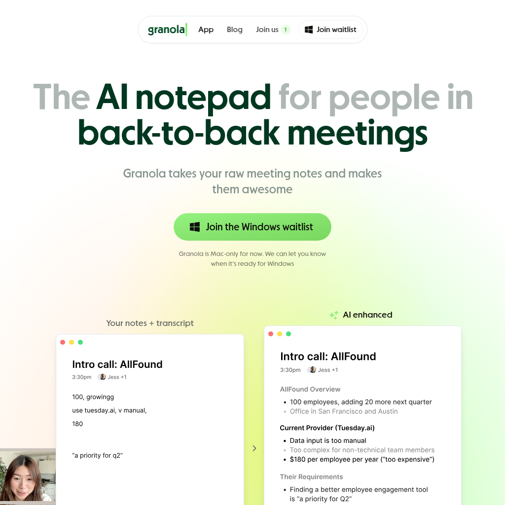 Granola: La libreta de notas AI para reuniones consecutivas