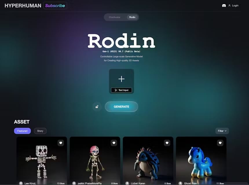 Rodin与ChatAvatar：最接近可生产的3D资产生成器