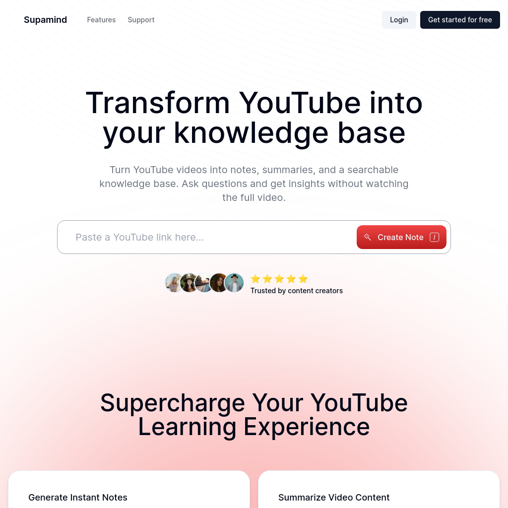 Supamind - Transform YouTube into your personal knowledge base