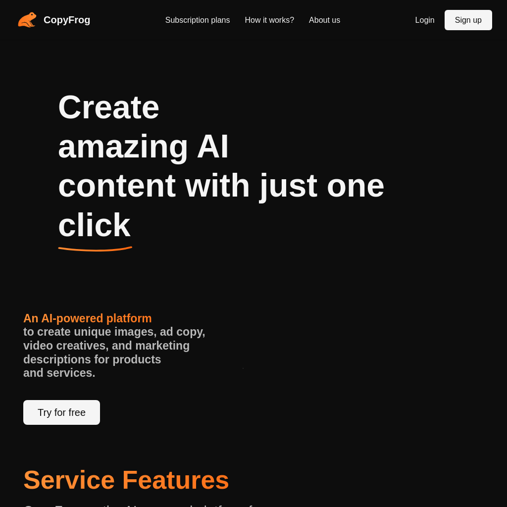 Creador de contenido AI - genera contenido único con CopyFrog.ai