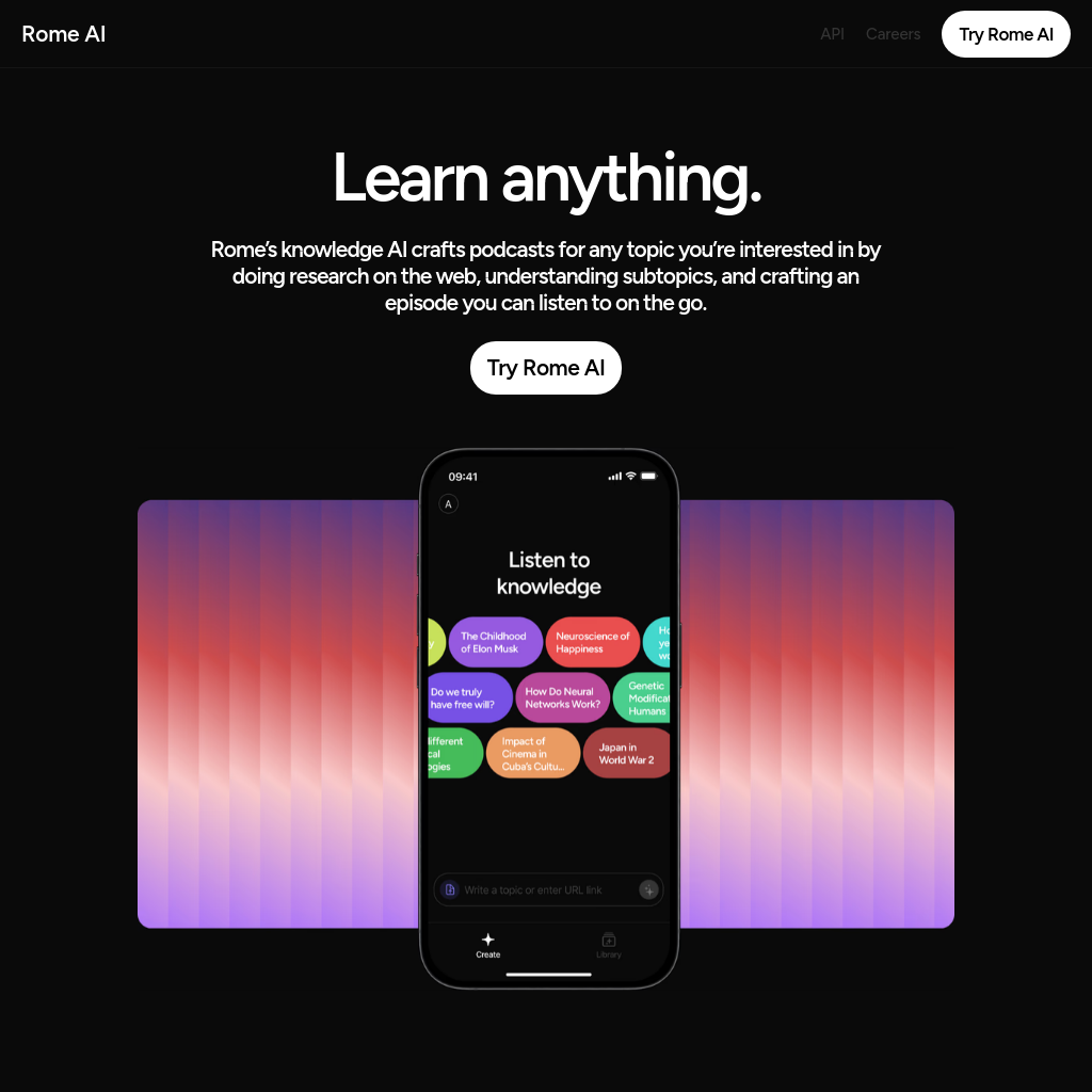Rome AI - Create Podcasts on Any Topic with AI