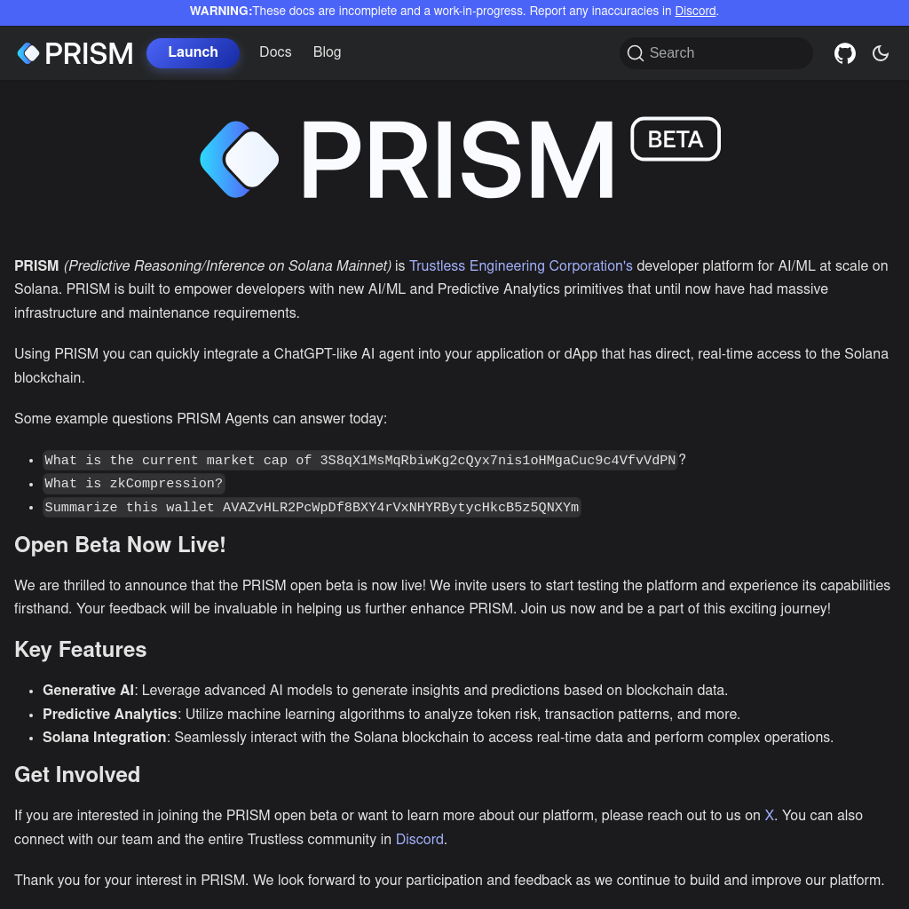 PRISM - AI Agents & ML Models for Solana