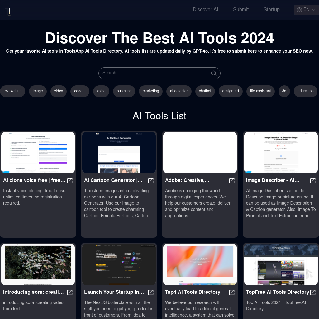 Discover the Best AI Tools | ToolsApp AI Tools Directory