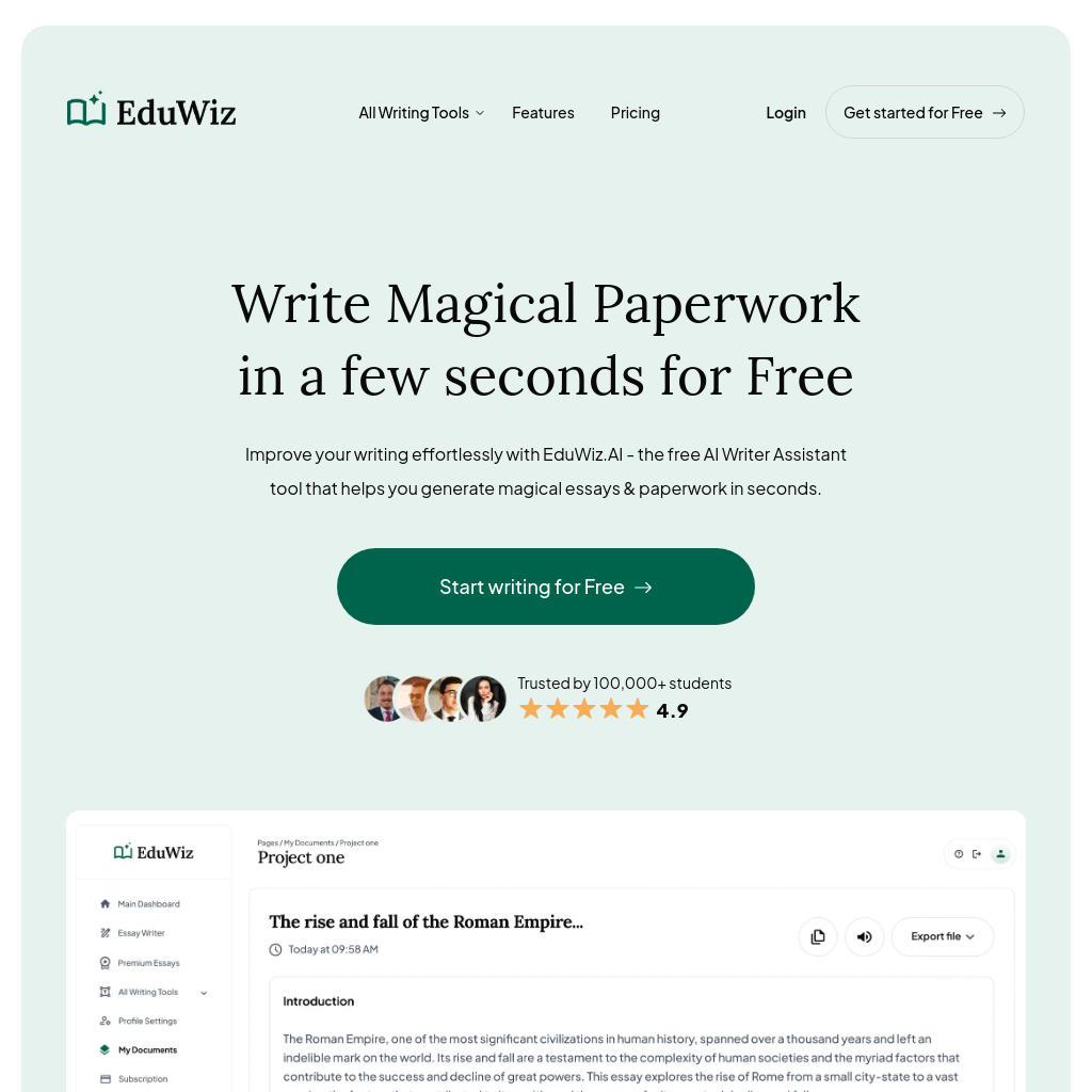 EduWiz.AI - Write Magical Paperwork in Seconds with AI