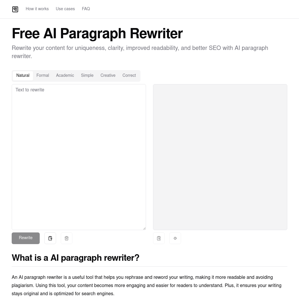 Rewritify - Free AI Paragraph Rewriter