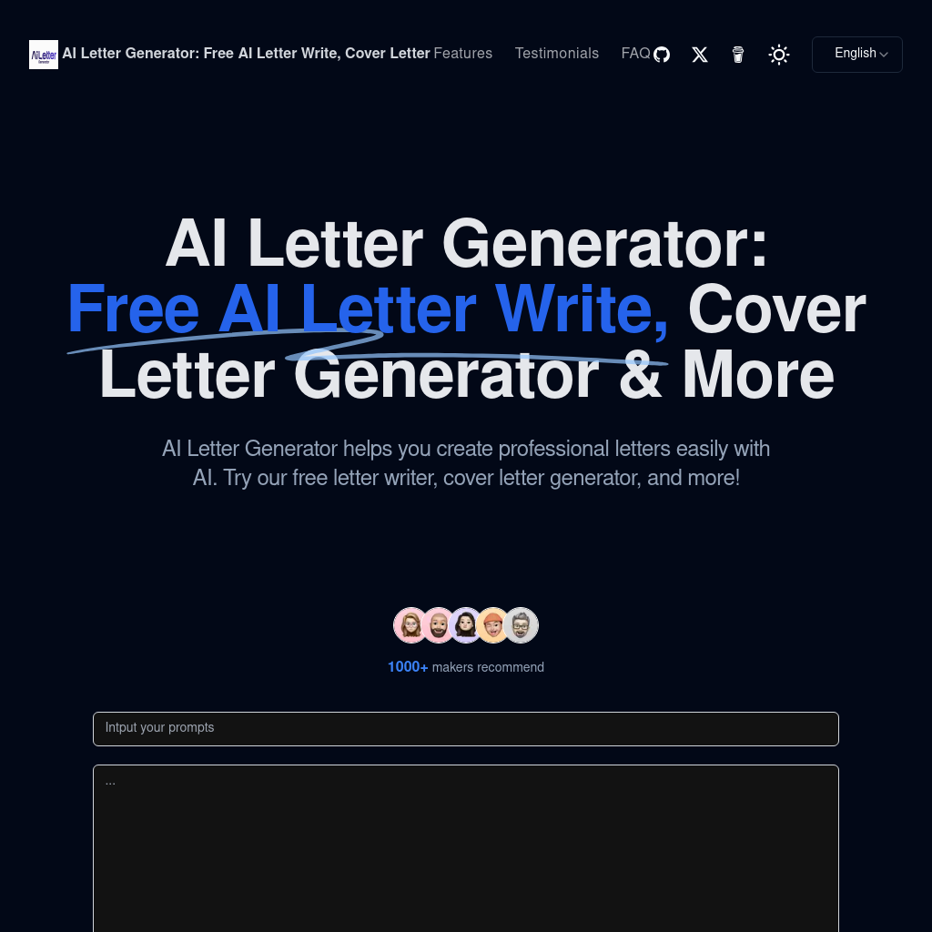 AI Letter Generator: 무료 AI 레터 작성, 커버 레터 생성기