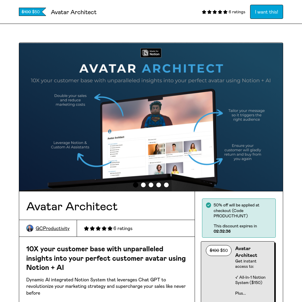 Avatar Architect - 10X your sales with AI-powered customer avatars