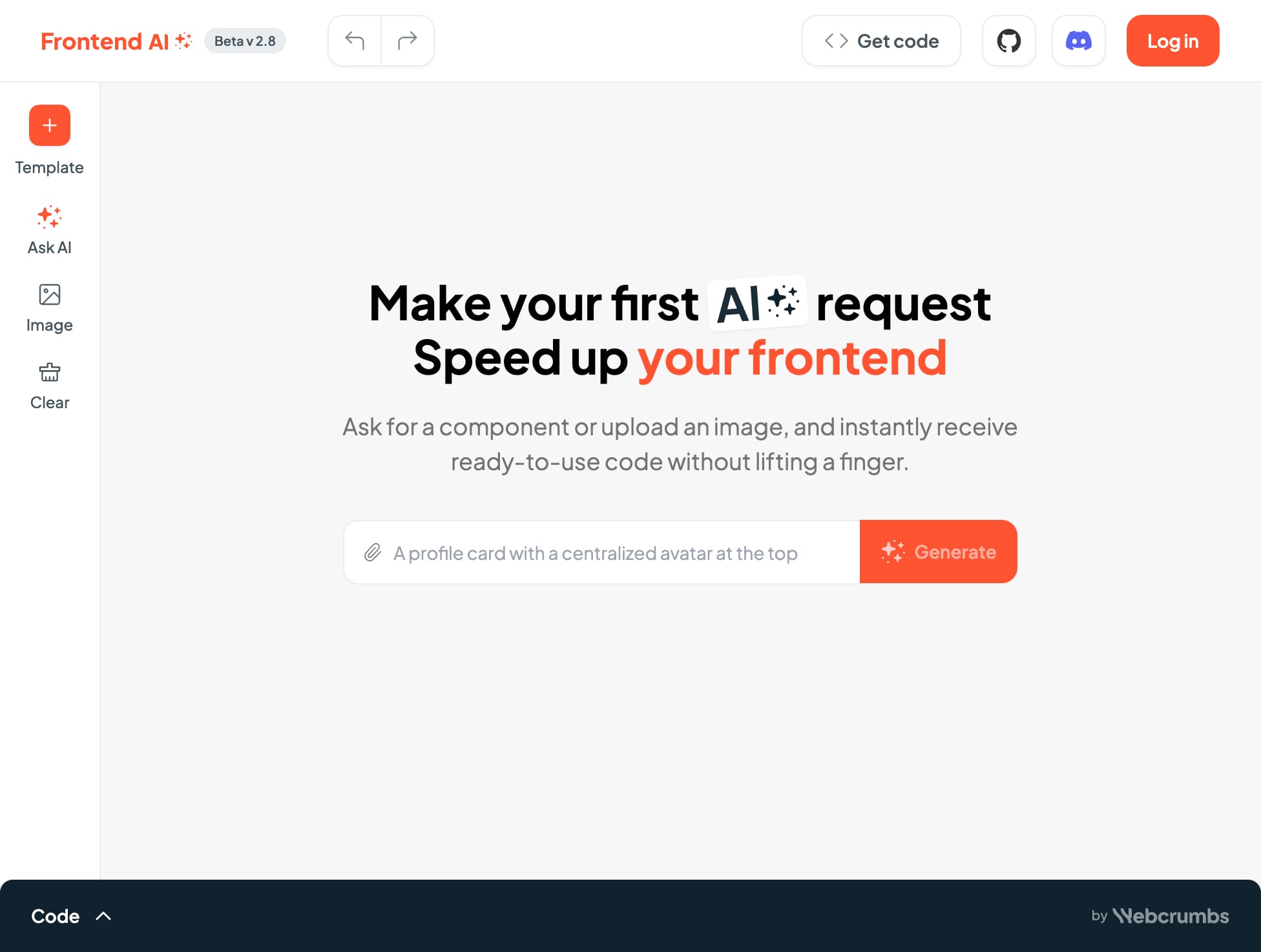 FrontendAI - 快速生成前端代碼 | Webcrumbs
