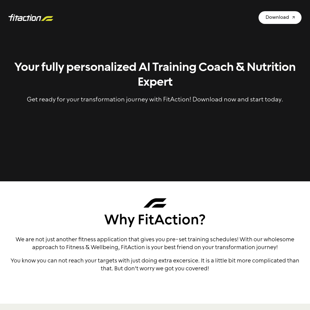 FitAction | Body&Wellness Coach | AI Fitness Coach, Kalorienzähler, Workouts, Ernährung, Yoga