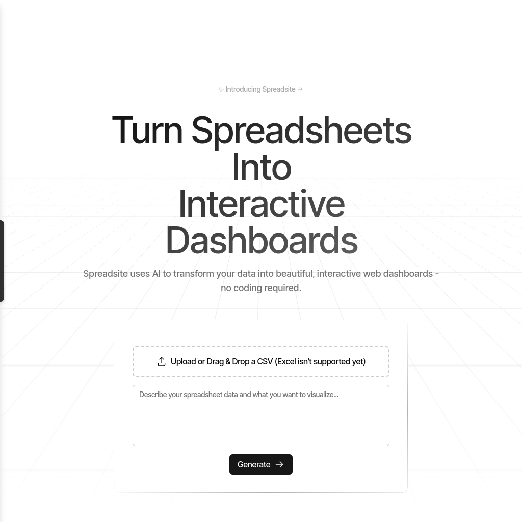 Spreadsite - Transform Spreadsheets into Interactive Dashboards