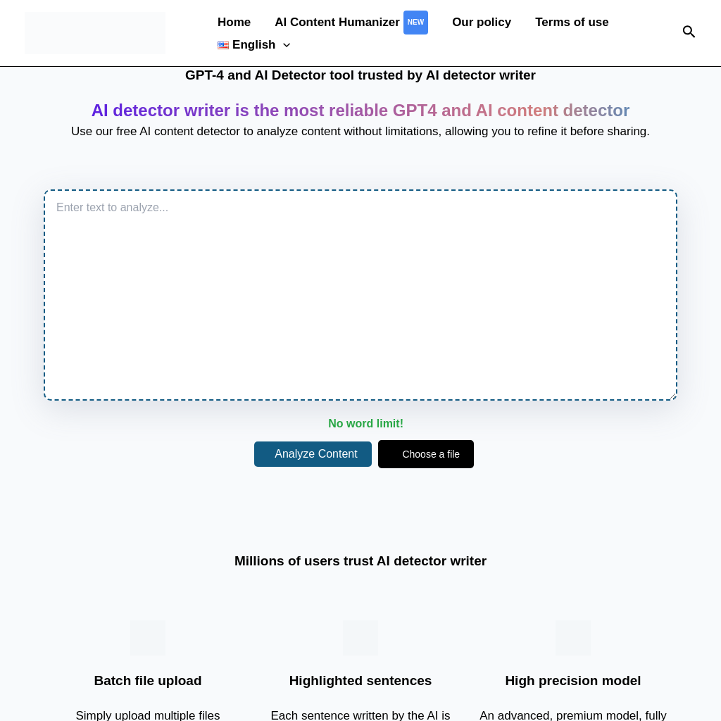 AI Content Detector - Free & Trusted GPT-4 Tool | AI Detector Writer