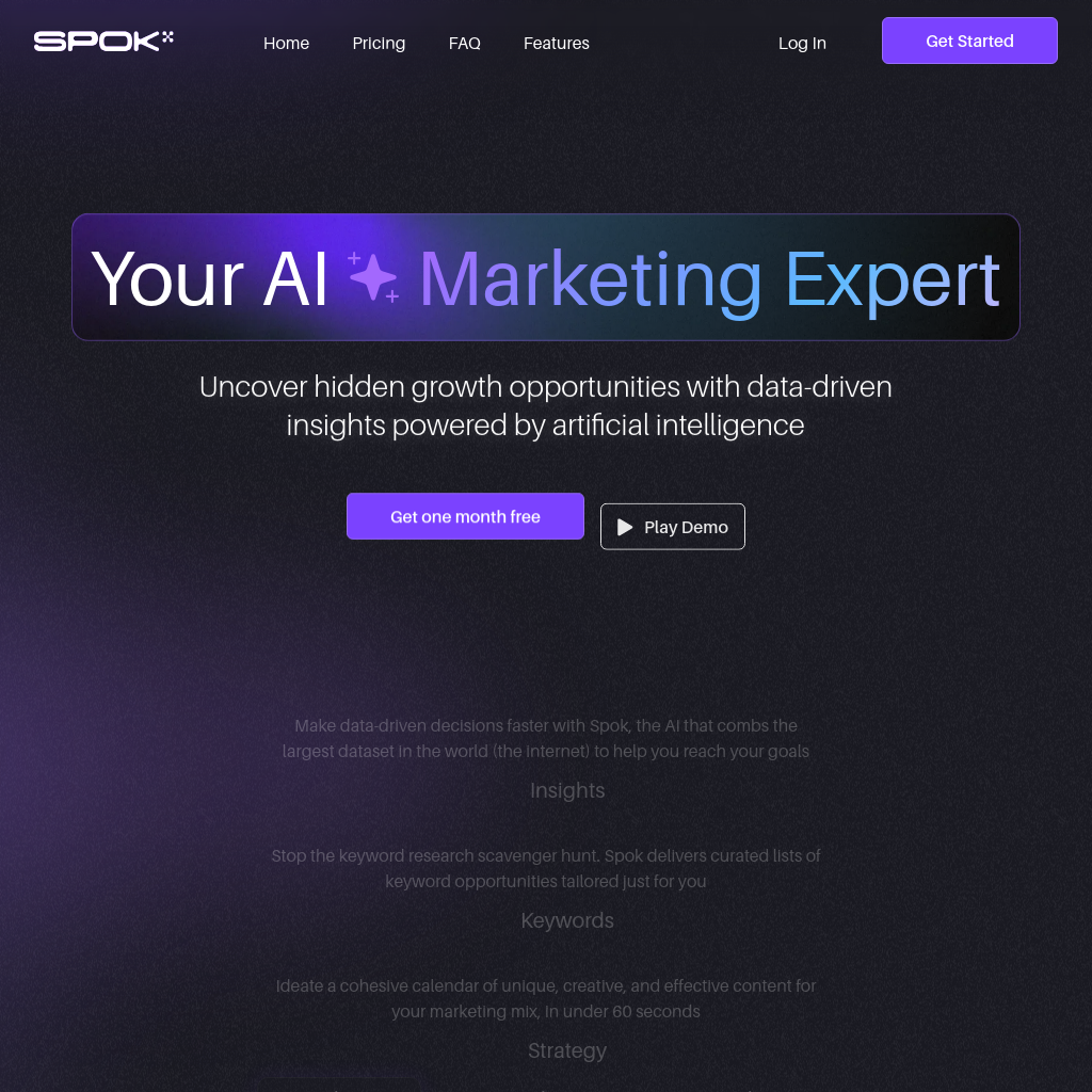 Landing Page do Product Hunt | Spok - Insights de Marketing com IA