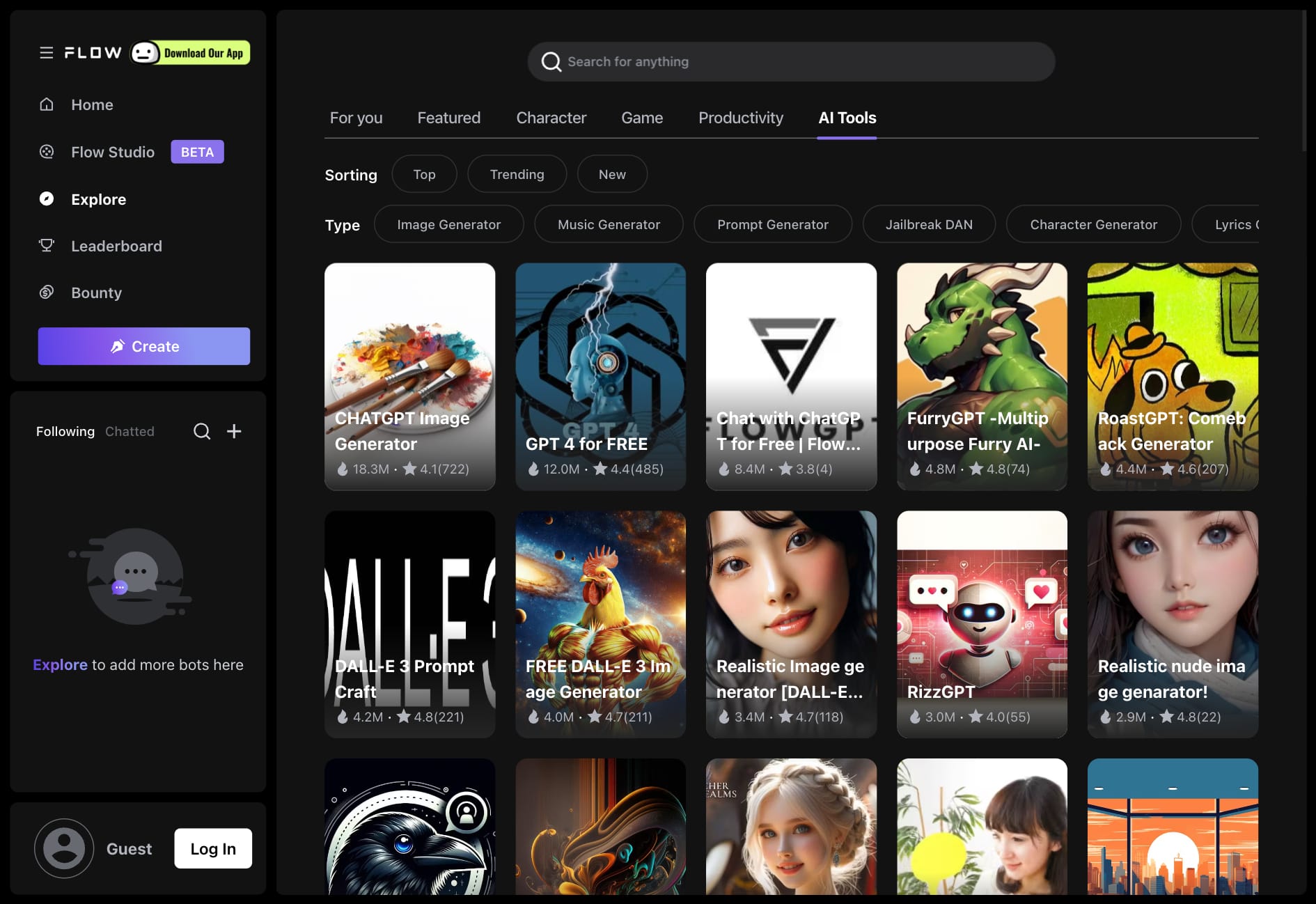FlowGPT - Fast & Free AI Apps | OpenAI Character Bots Store