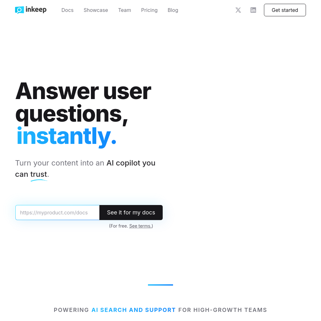 Inkeep - AI Search & Support for Your Content