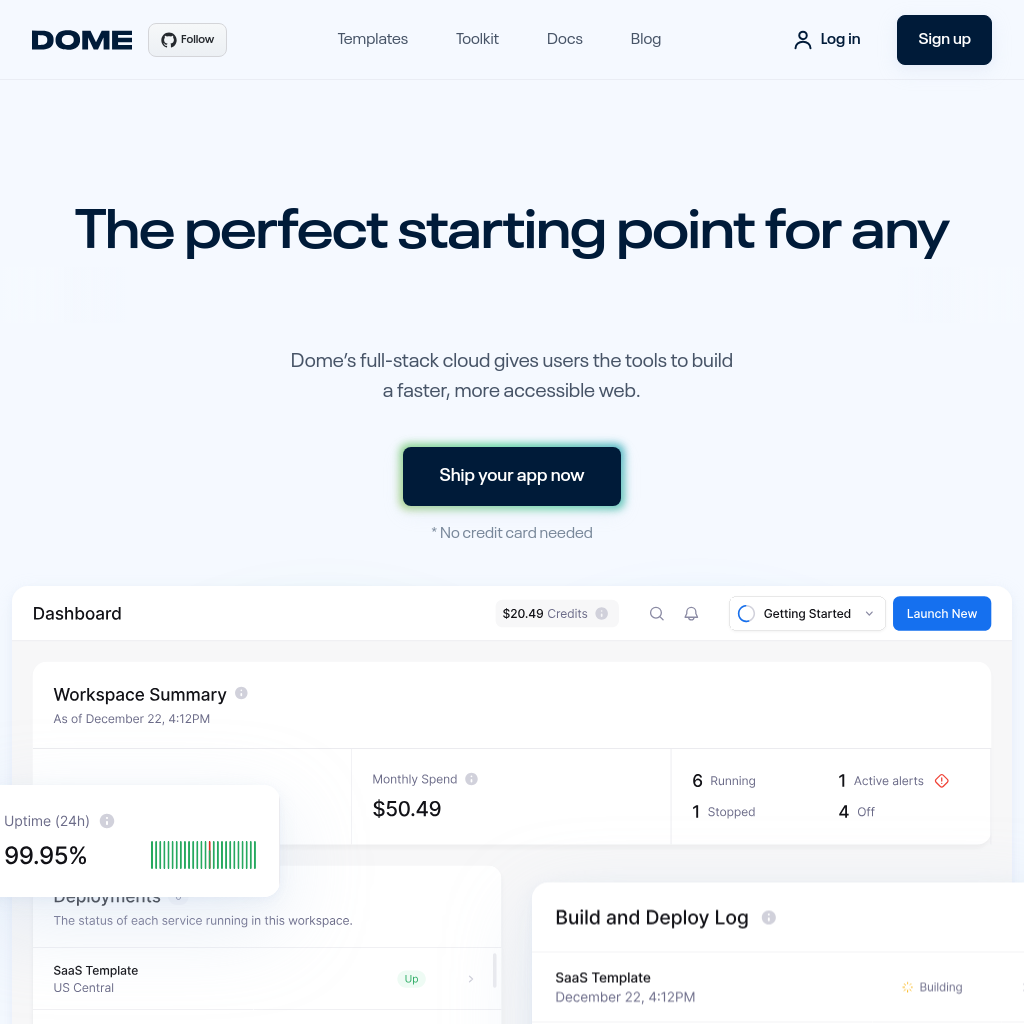 Trydome - Build a Faster, More Accessible Web with Dome's Full-Stack Cloud