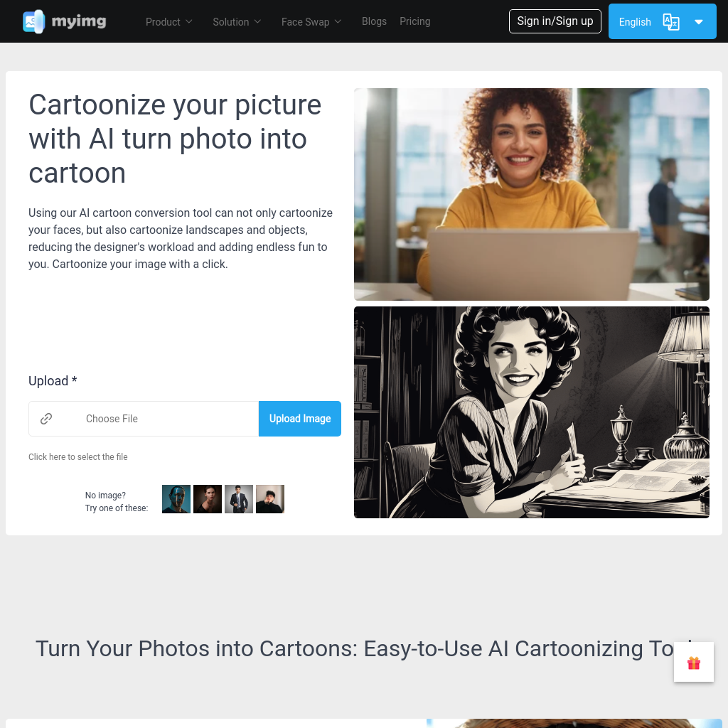MyImg.ai - User-Friendly AI Turn Photo into Cartoon