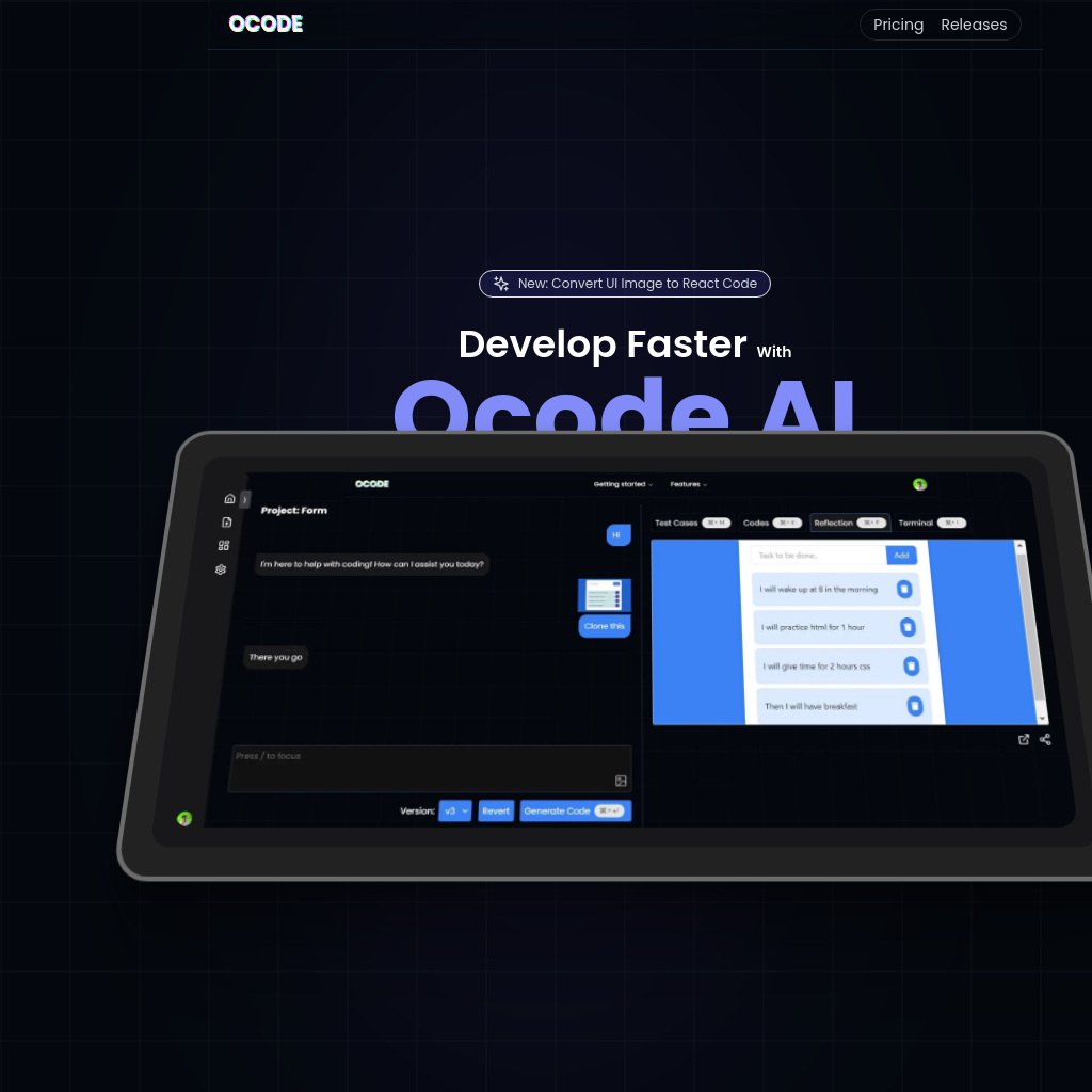 Ocode.dev AI Early Access – Schnelle UI-zu-React-Code-Transformation