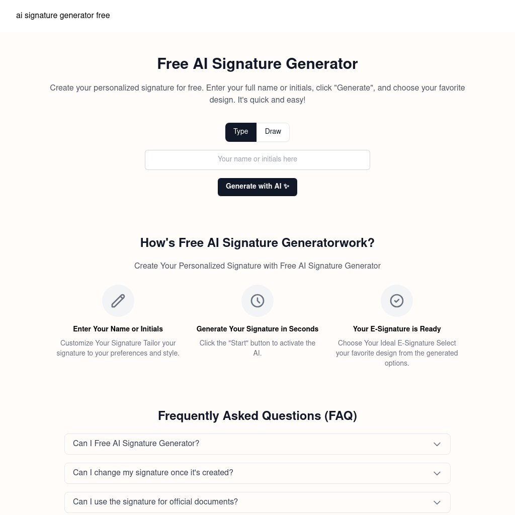 Free AI Signature Generator - Create Personalized Signatures Online